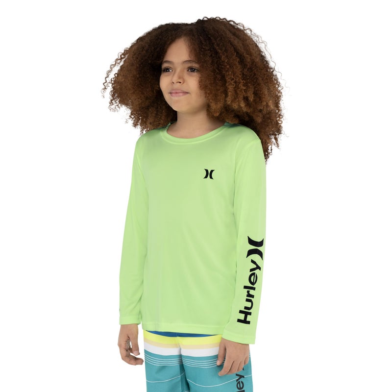 Hurley boys Long Sleeve Rash Guard T Shirt, Volt Glow Heather, Medium - Image 3